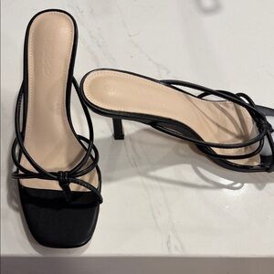 Elegant Black and Cream Strappy Heels